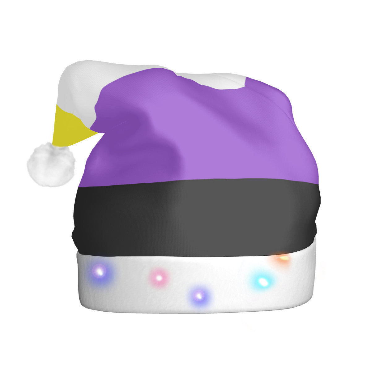 Non-Binary Pride Flag Adult Glowing Plush Holiday Hat