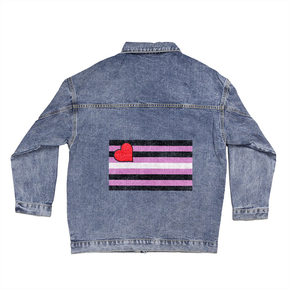 Leather Girl Pride Flag Denim Jacket