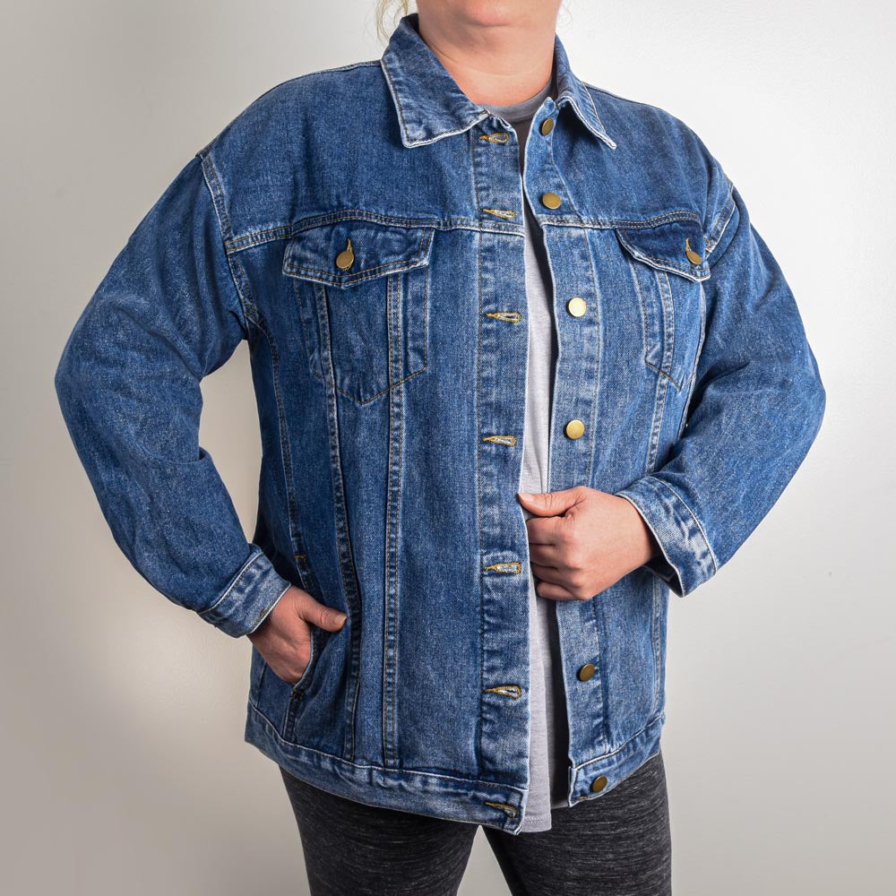 Leather Girl Pride Flag Denim Jacket