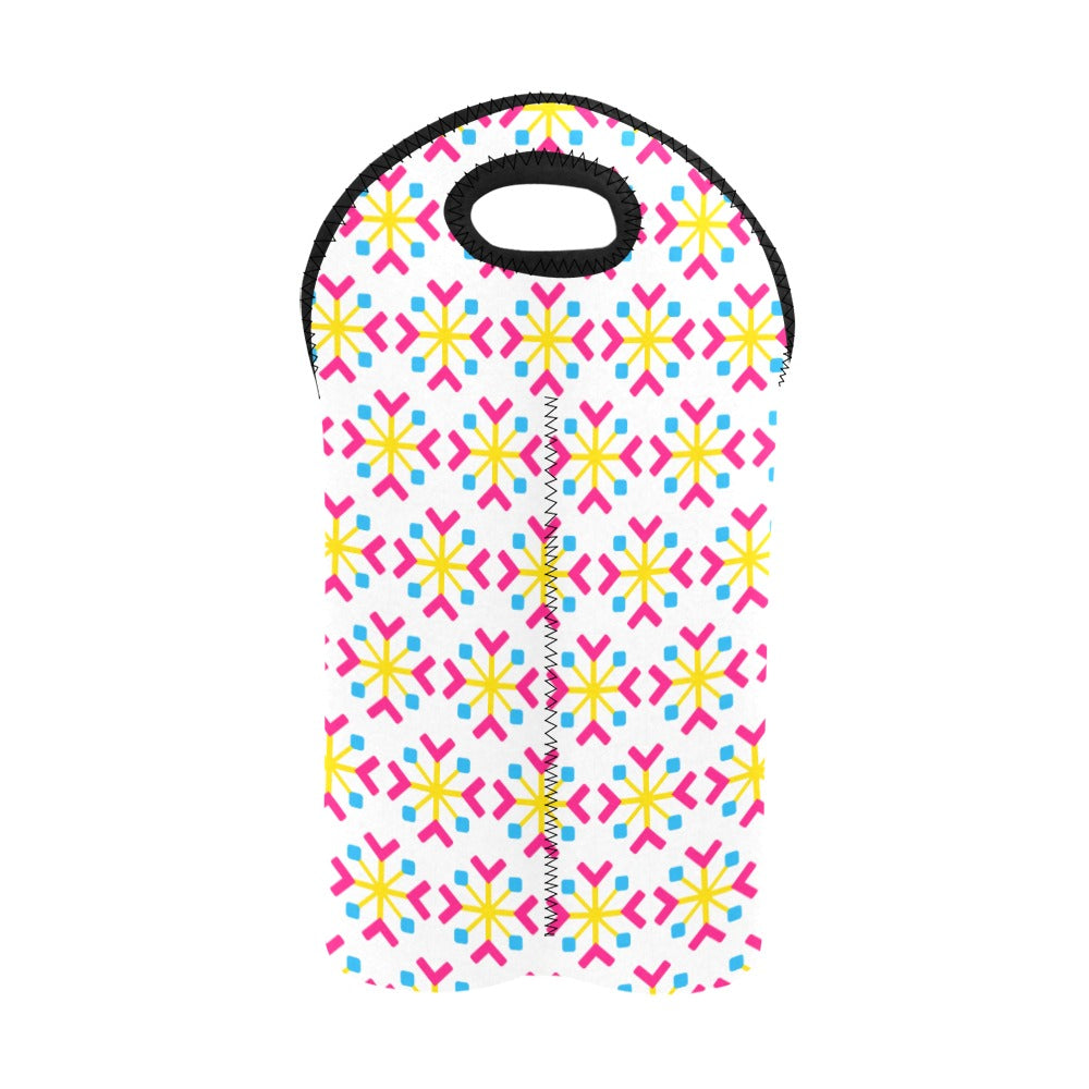 Pansexual Pride Flag Snowflake 2-Bottle Neoprene Wine Bag