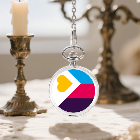 Polyamory Pride Flag Round Pocket Watch