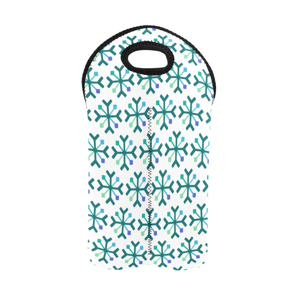 Gay/MLM Pride Flag Snowflake 2-Bottle Neoprene Wine Bag
