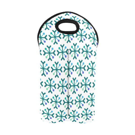 Gay/MLM Pride Flag Snowflake 2-Bottle Neoprene Wine Bag
