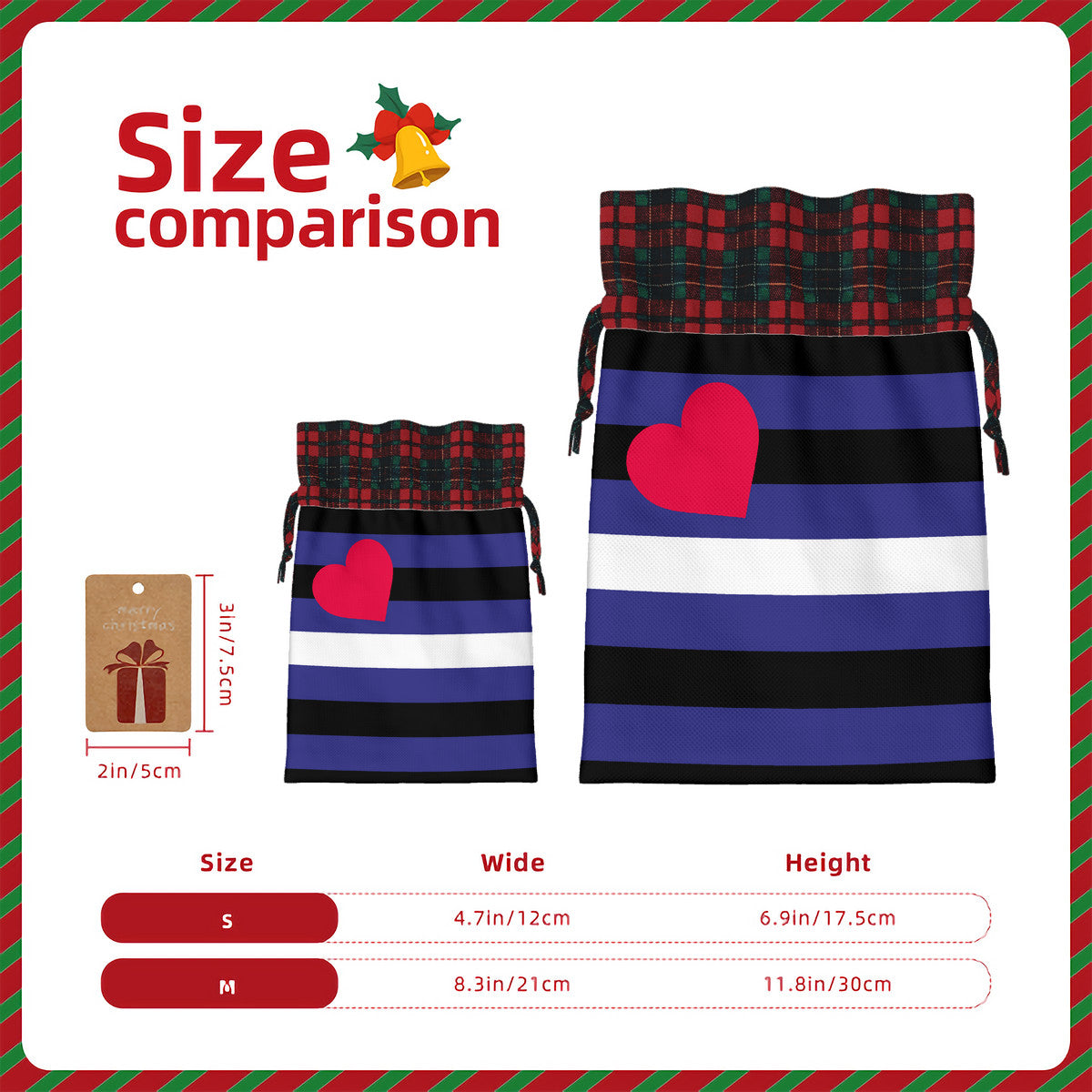 Leather Pride Flag Plaid Linen Drawstring Gift Bag - Multiple Sizes