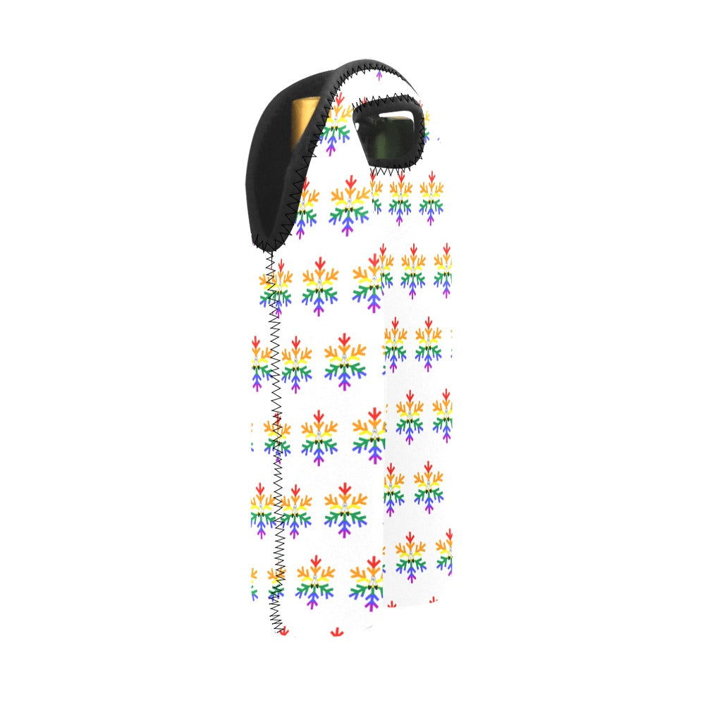 Two-Spirit Pride Flag Snowflake 2-Bottle Neoprene Wine Bag