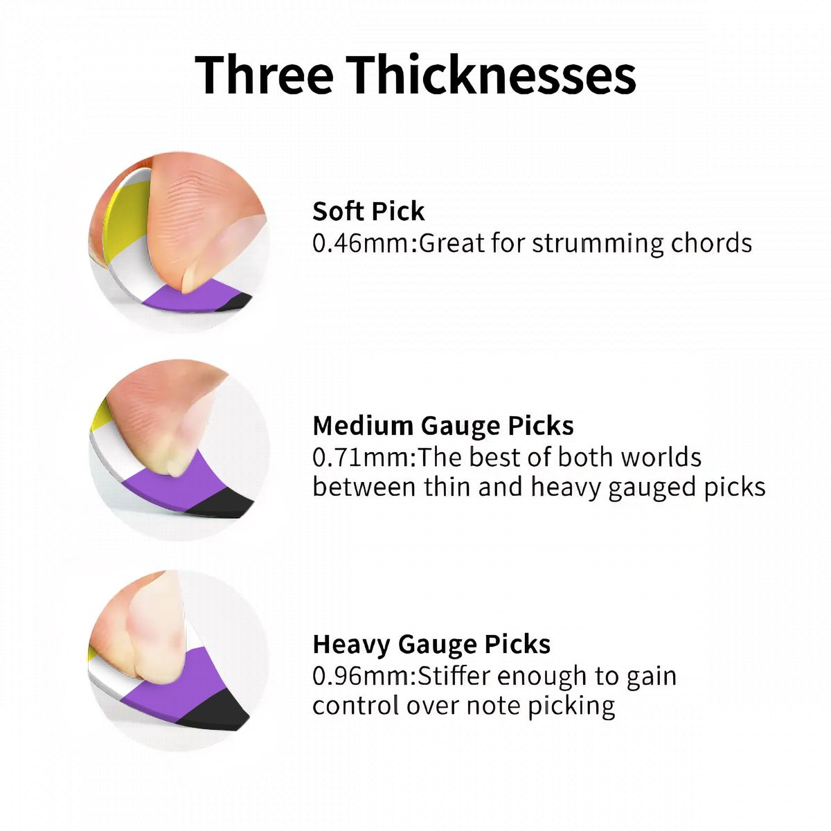 Non-Binary Pride Flag Set of 6 Guitar Pick and Case - .46 mm, .71 mm or .96 mm