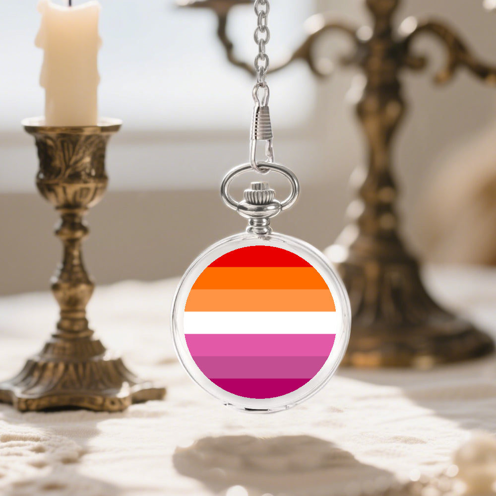 Lesbian Pride Flag Round Pocket Watch
