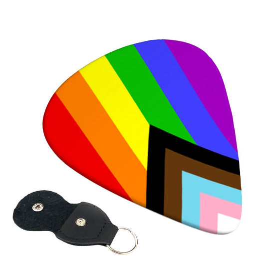 Progress Pride Flag Set of 6 Guitar Pick and Case - .46 mm, .71 mm or .96 mm