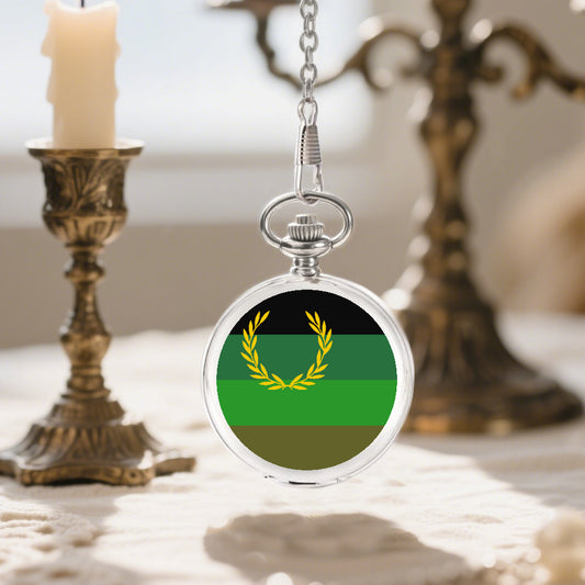 Military Fetish Pride Flag Round Pocket Watch