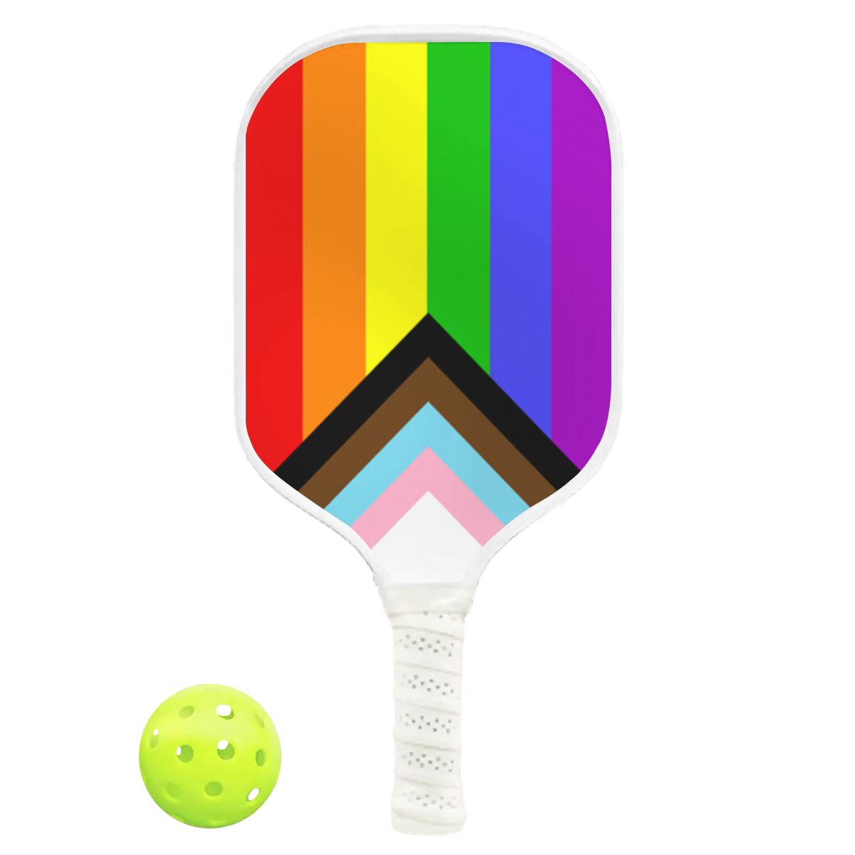 Progress Pride Flag Pickleball Paddle