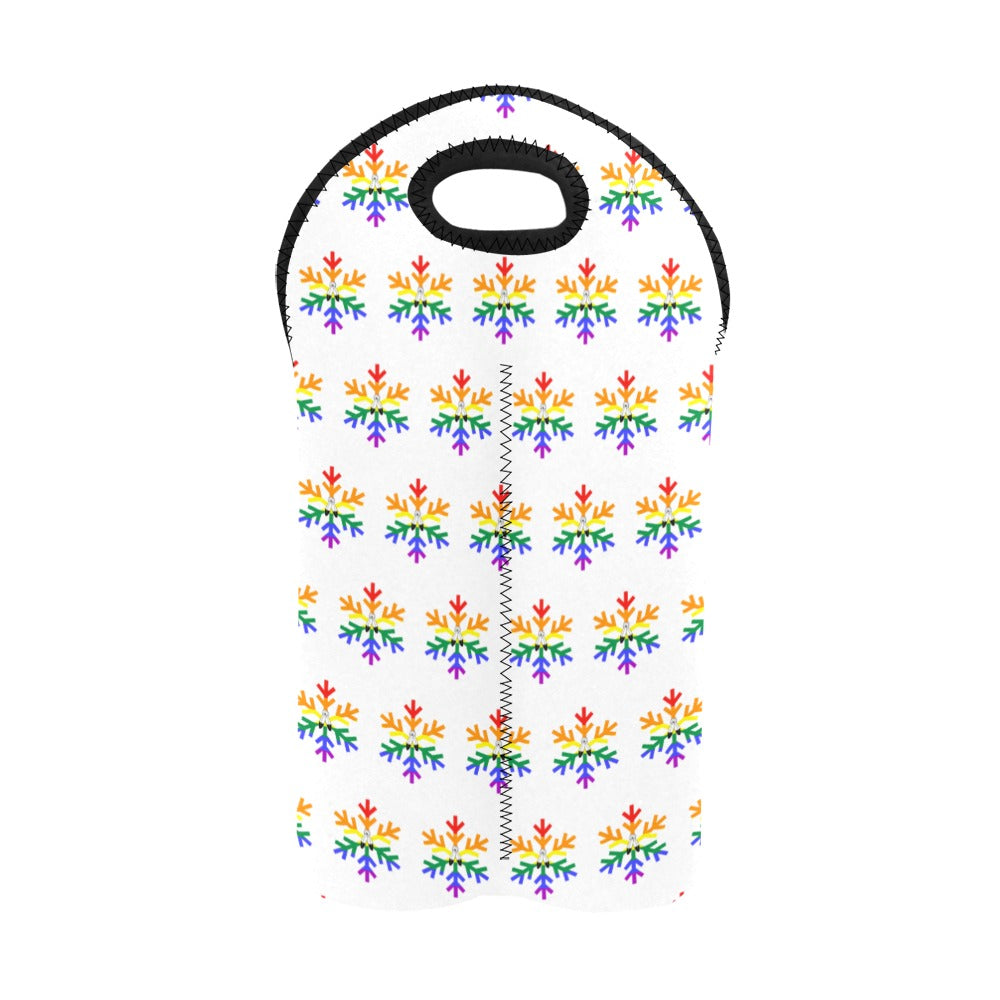 Two-Spirit Pride Flag Snowflake 2-Bottle Neoprene Wine Bag