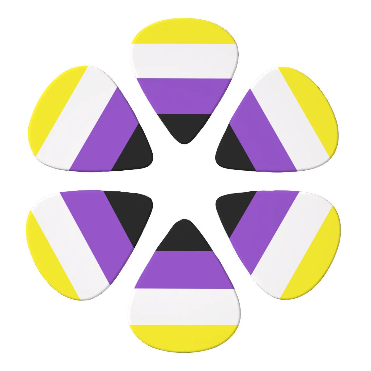 Non-Binary Pride Flag Set of 6 Guitar Pick and Case - .46 mm, .71 mm or .96 mm