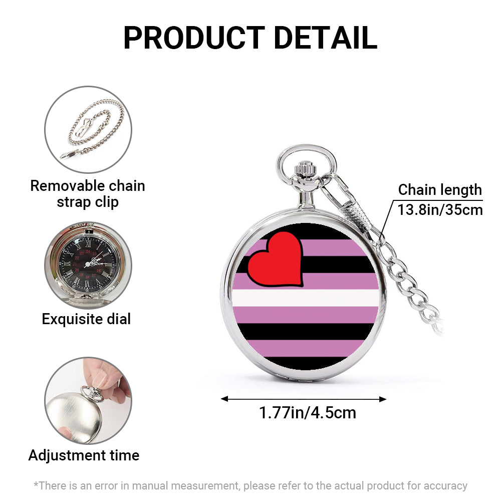 Leather Girl Pride Flag Round Pocket Watch