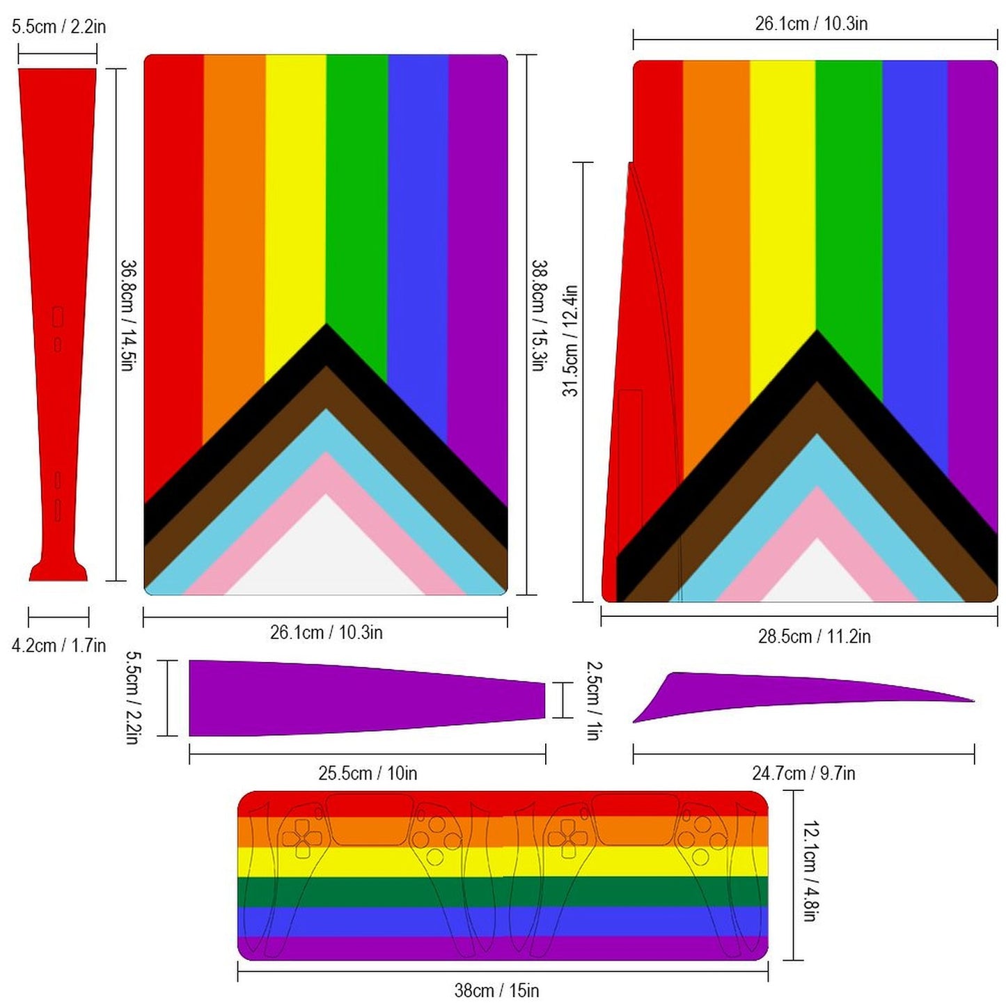 Progress Pride Flag PS5 Game Console Sticker (Optical Drive Version)