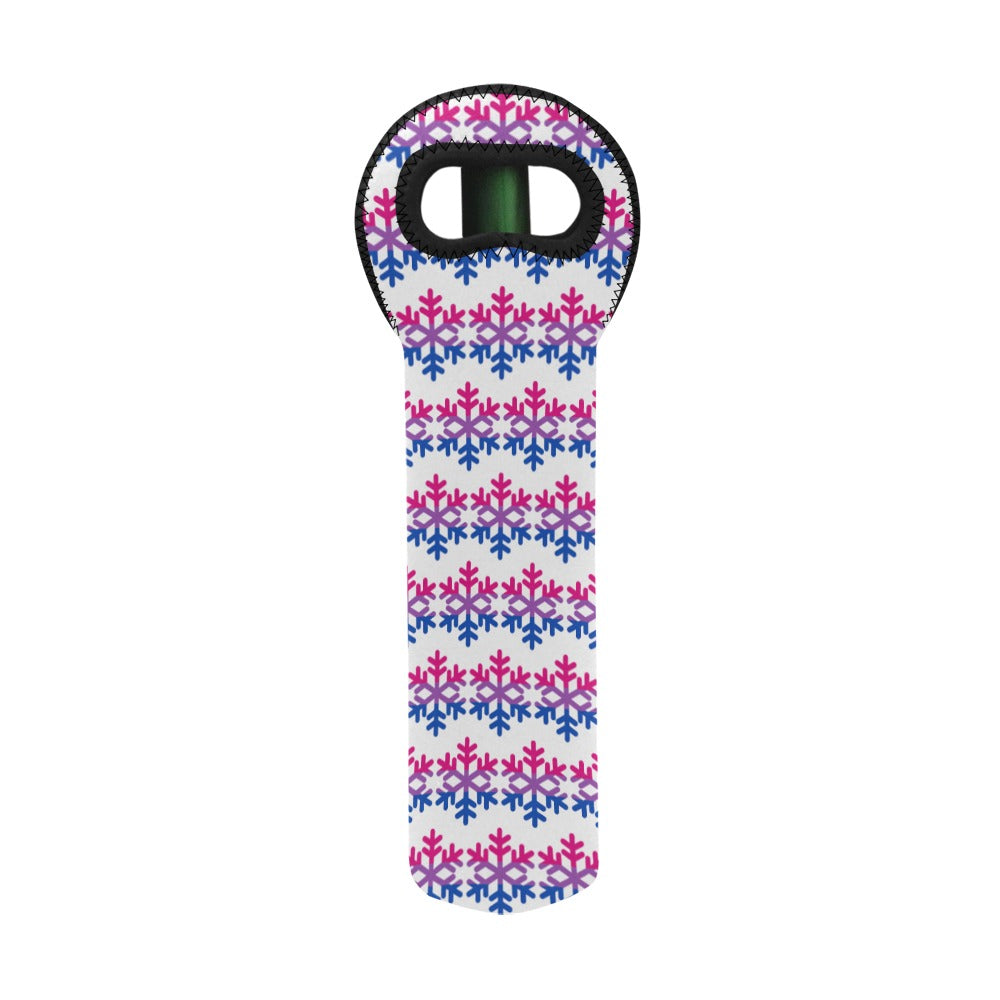Bisexual Pride Flag Snowflake Neoprene Wine Bag