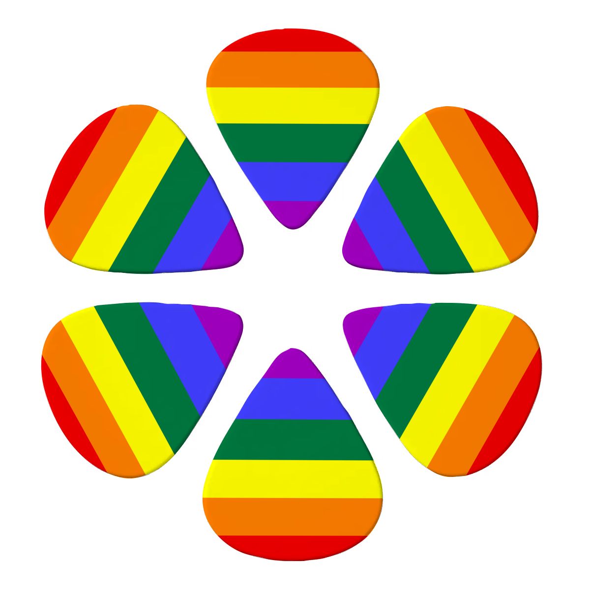 Rainbow Pride Flag Set of 6 Guitar Pick and Case - .46 mm, .71 mm or .96 mm