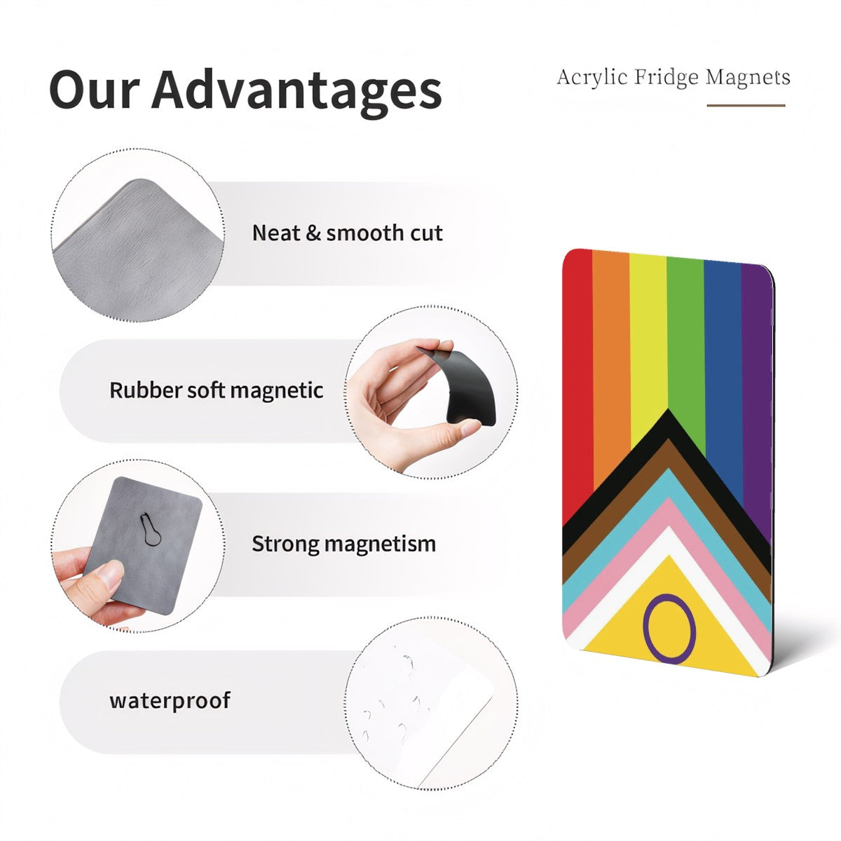 Inclusive Progress Pride Flag Rectangle Magnet