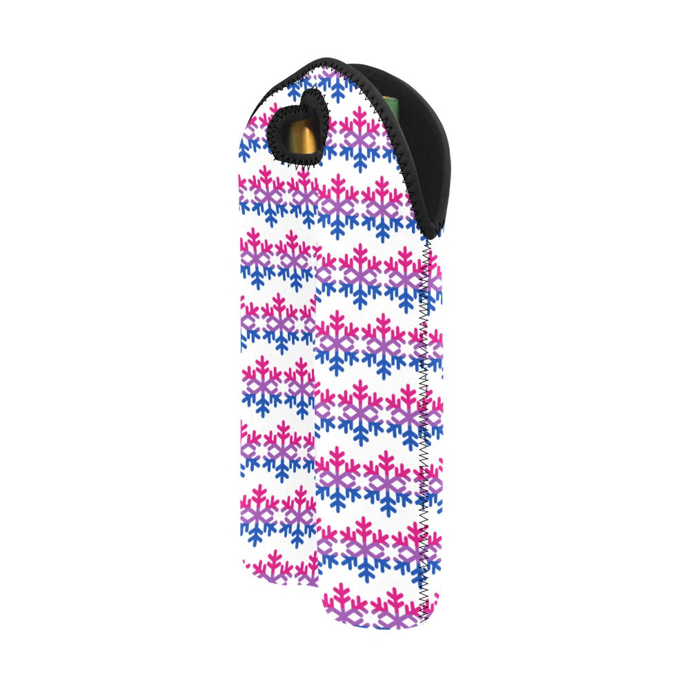Bisexual Pride Flag Snowflake 2-Bottle Neoprene Wine Bag
