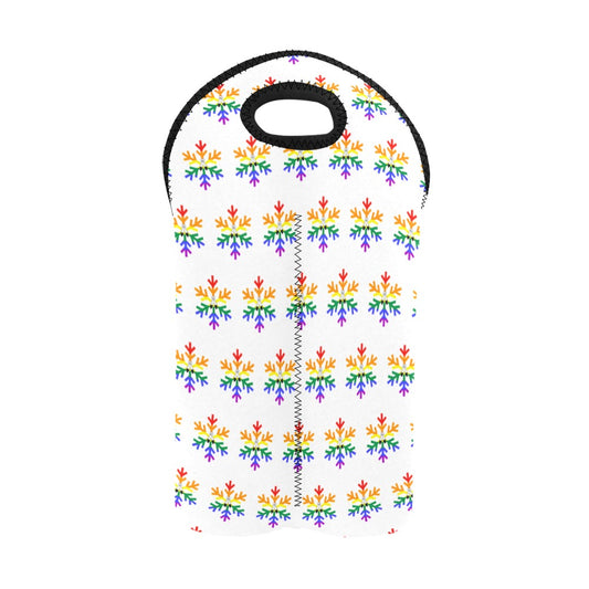 Two-Spirit Pride Flag Snowflake 2-Bottle Neoprene Wine Bag