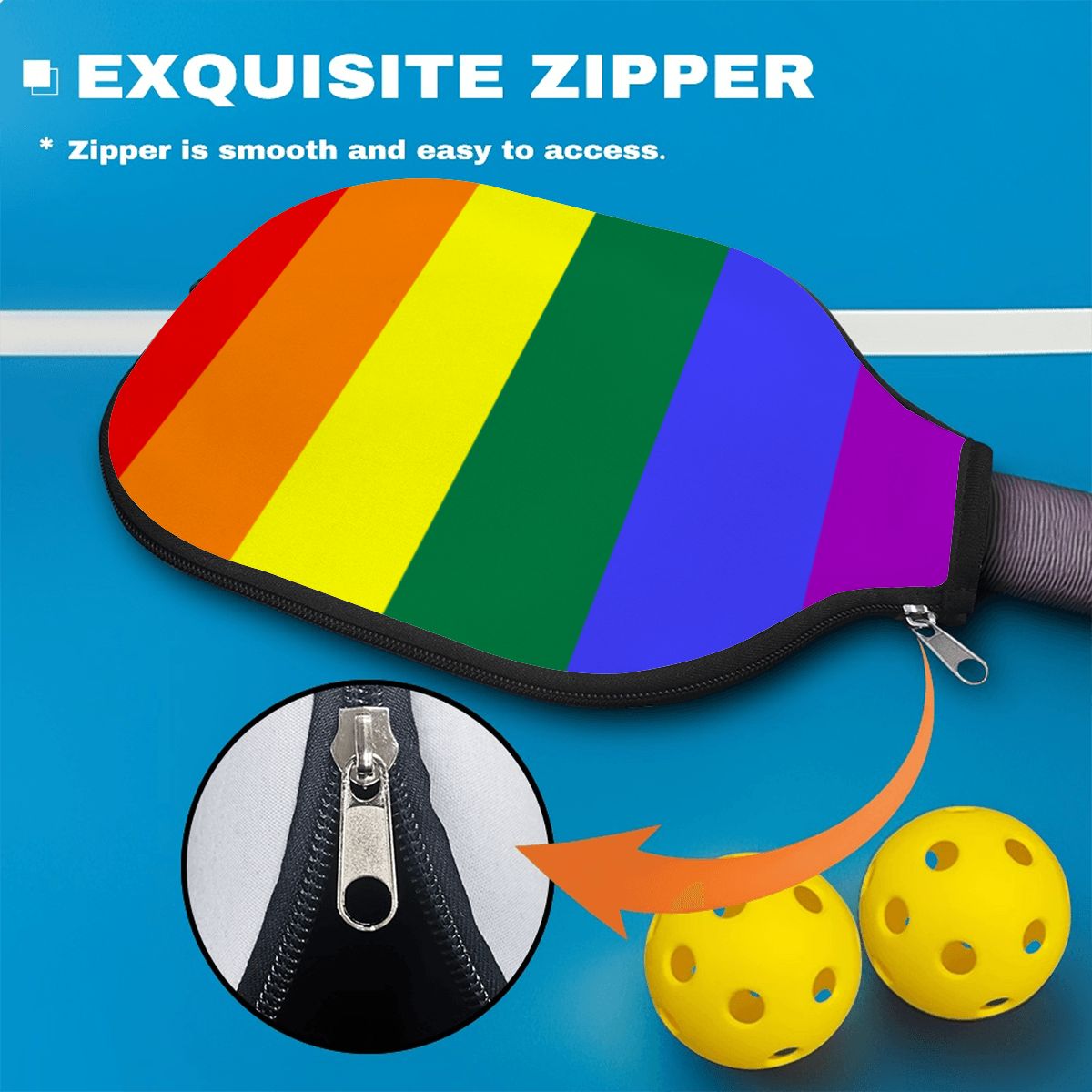Rainbow Pride Flag Pickleball Paddle Cover