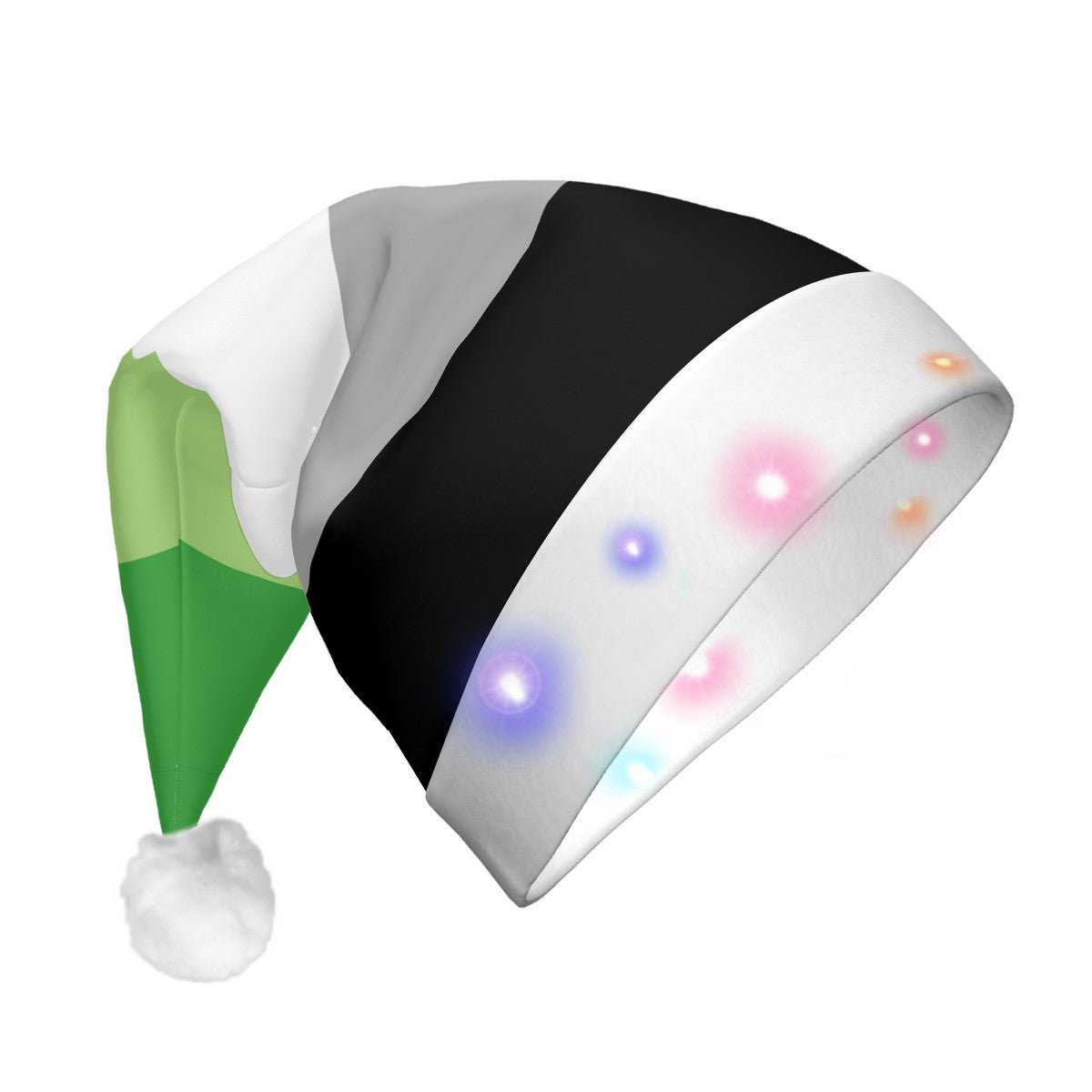 Aromantic Pride Flag Adult Glowing Plush Holiday Hat