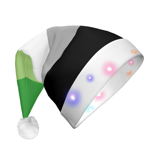 Aromantic Pride Flag Adult Glowing Plush Holiday Hat