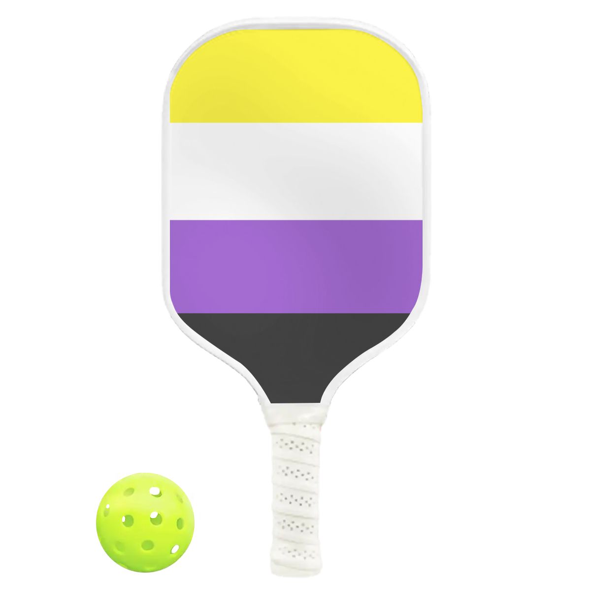 Non-Binary Pride Flag Pickleball Paddle