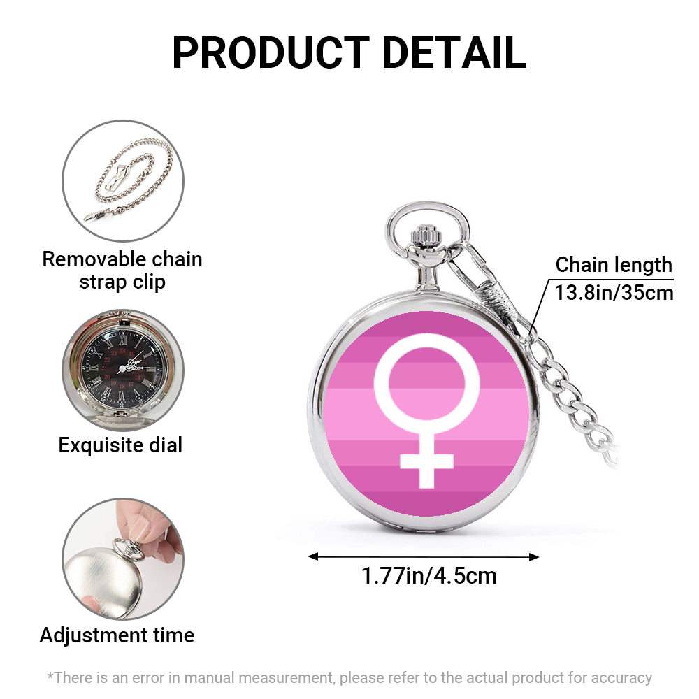 Female (cis) Pride Flag Round Pocket Watch