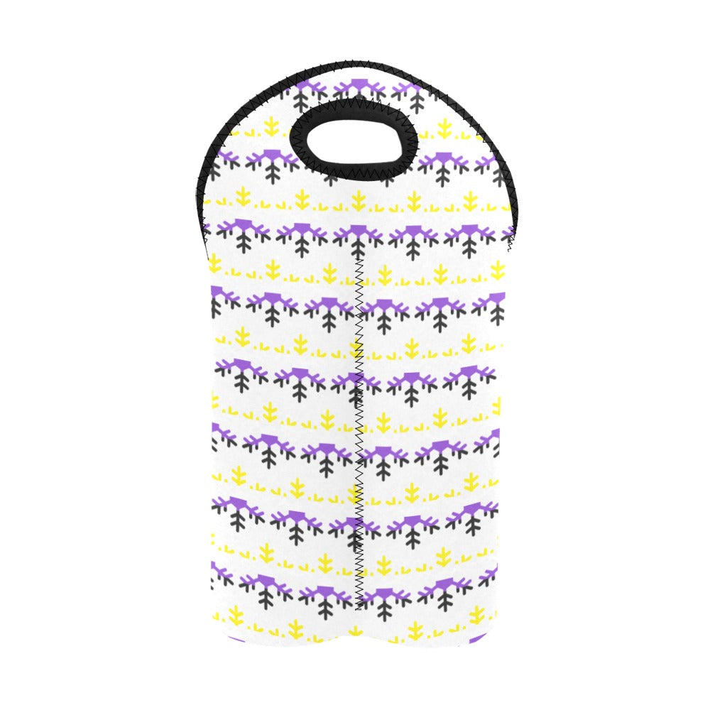 Non-Binary Pride Flag Snowflake 2-Bottle Neoprene Wine Bag
