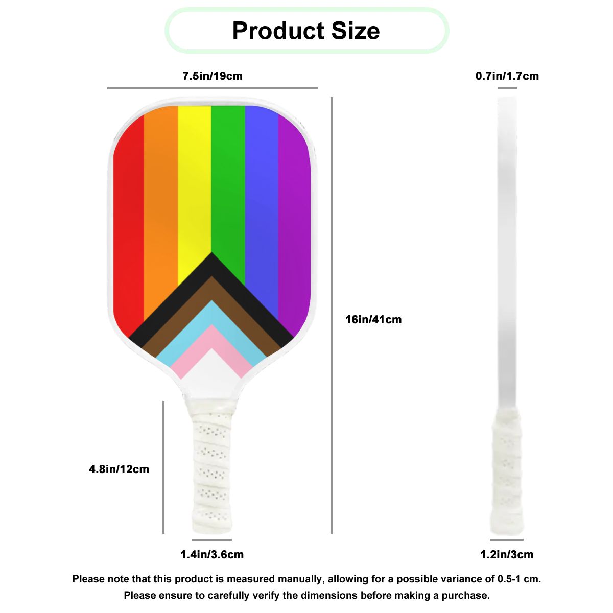 Progress Pride Flag Pickleball Paddle