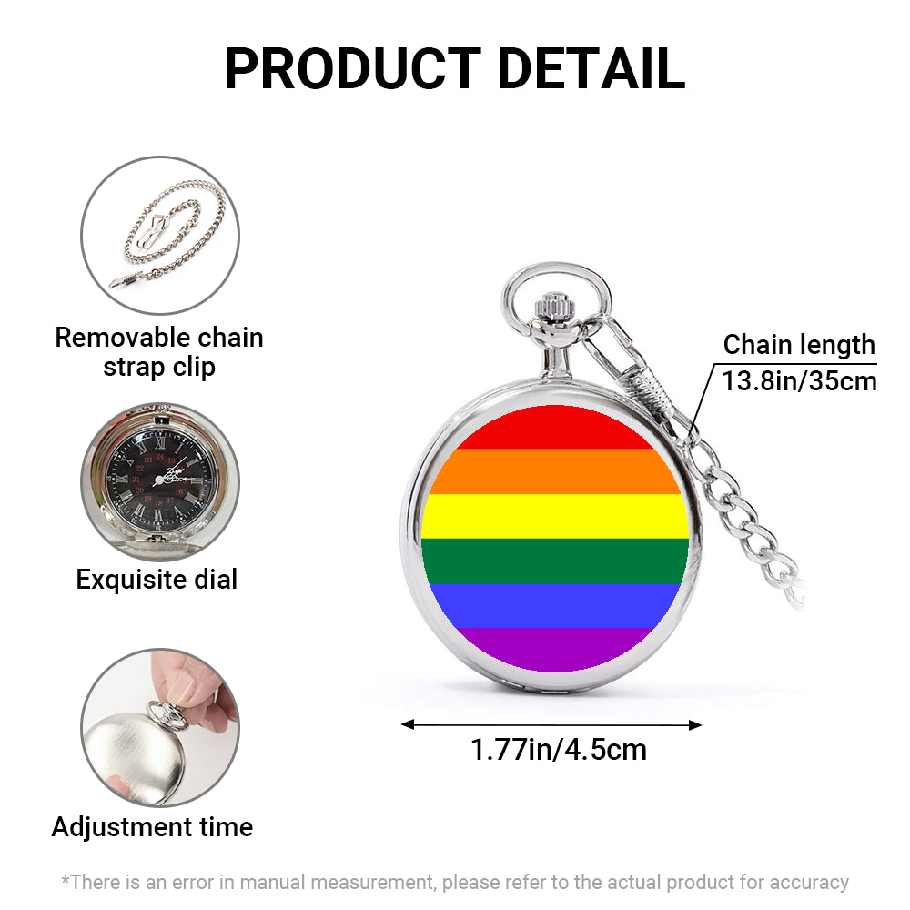 Rainbow Pride Flag Round Pocket Watch