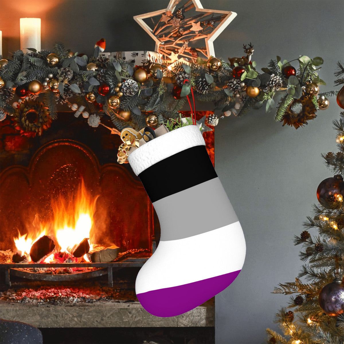 Asexual Pride Flag Holiday Stocking 11" x 17.7"