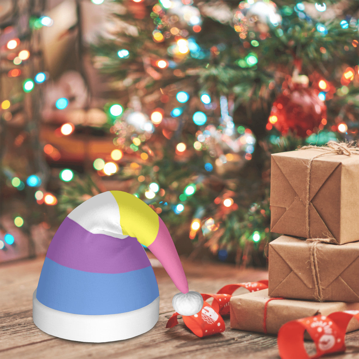 Bigender Pride Flag Adult Glowing Plush Holiday Hat