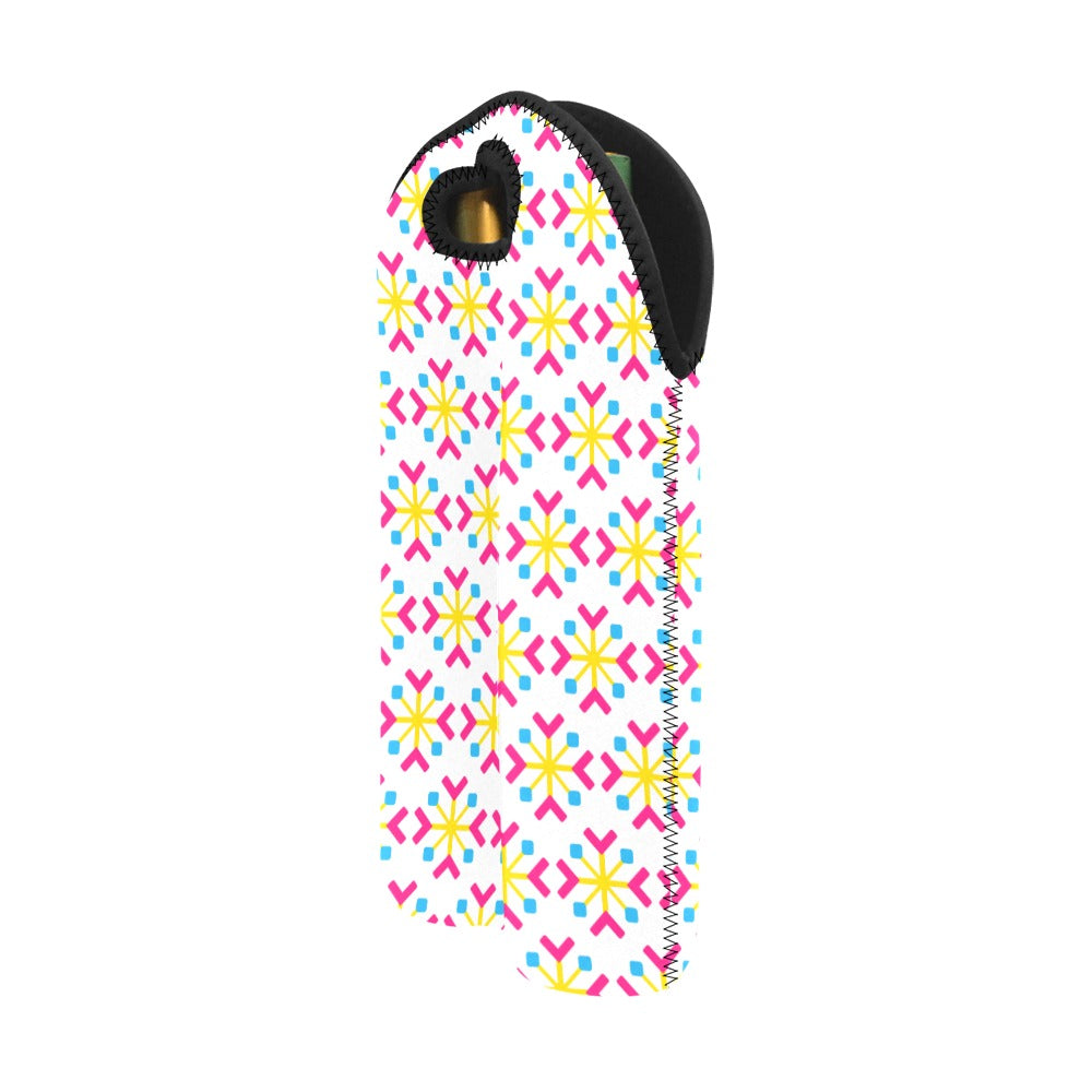 Pansexual Pride Flag Snowflake 2-Bottle Neoprene Wine Bag
