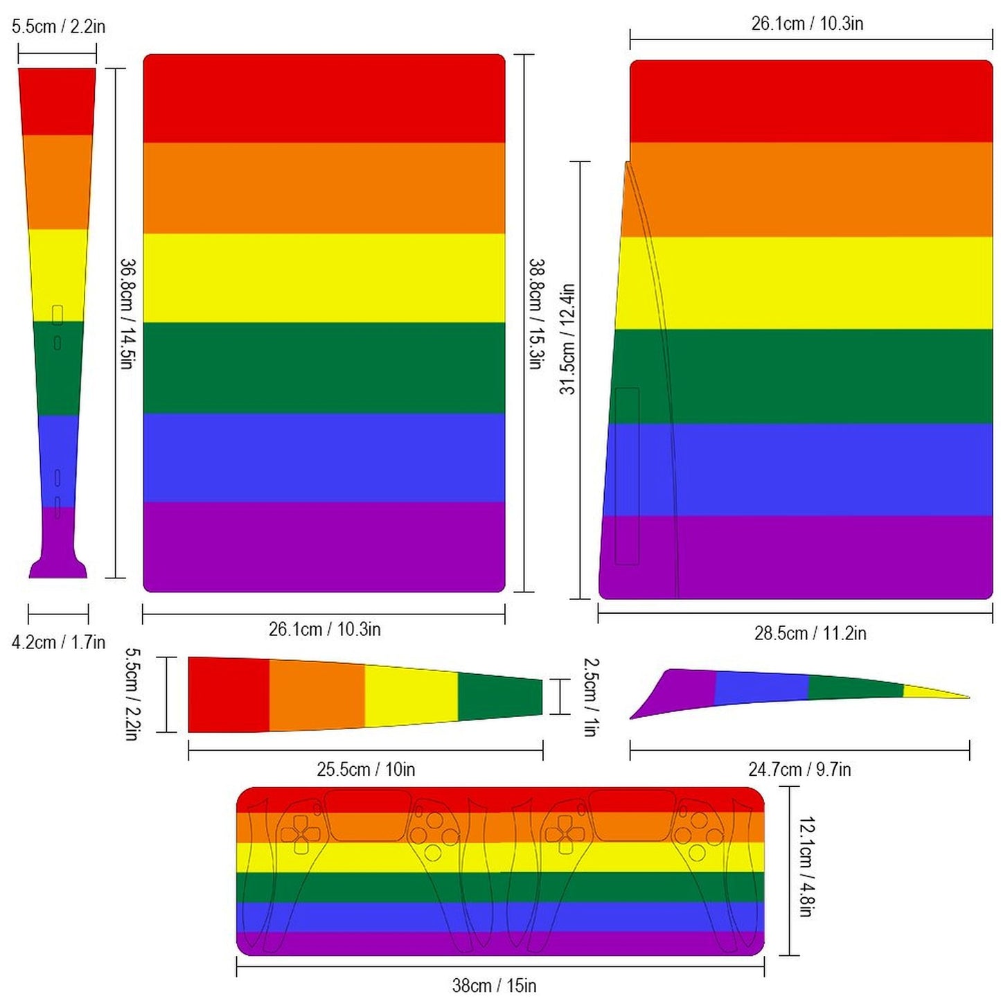 Rainbow Pride Flag PS5 Game Console Sticker (Optical Drive Version)