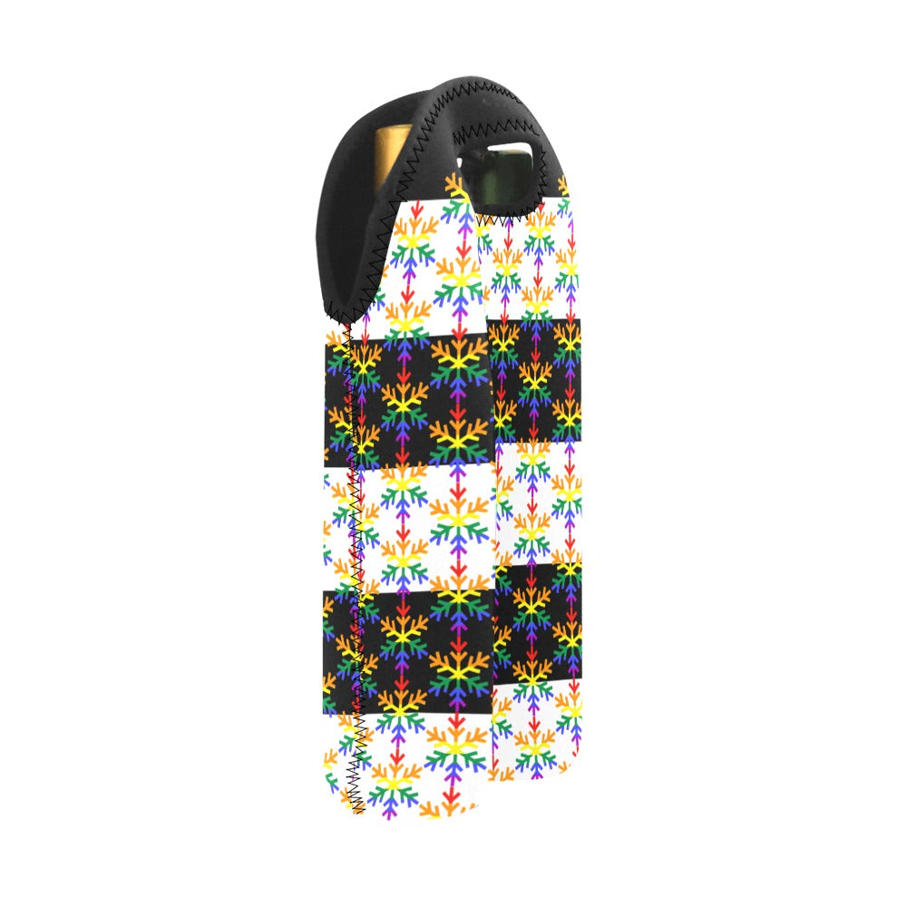 Ally Pride Flag Snowflake 2-Bottle Neoprene Wine Bag