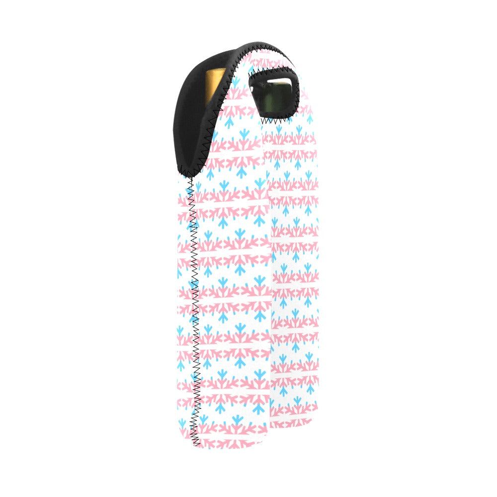 Transgender Pride Flag Snowflake 2-Bottle Neoprene Wine Bag 2-Bottle Neoprene Wine Bag