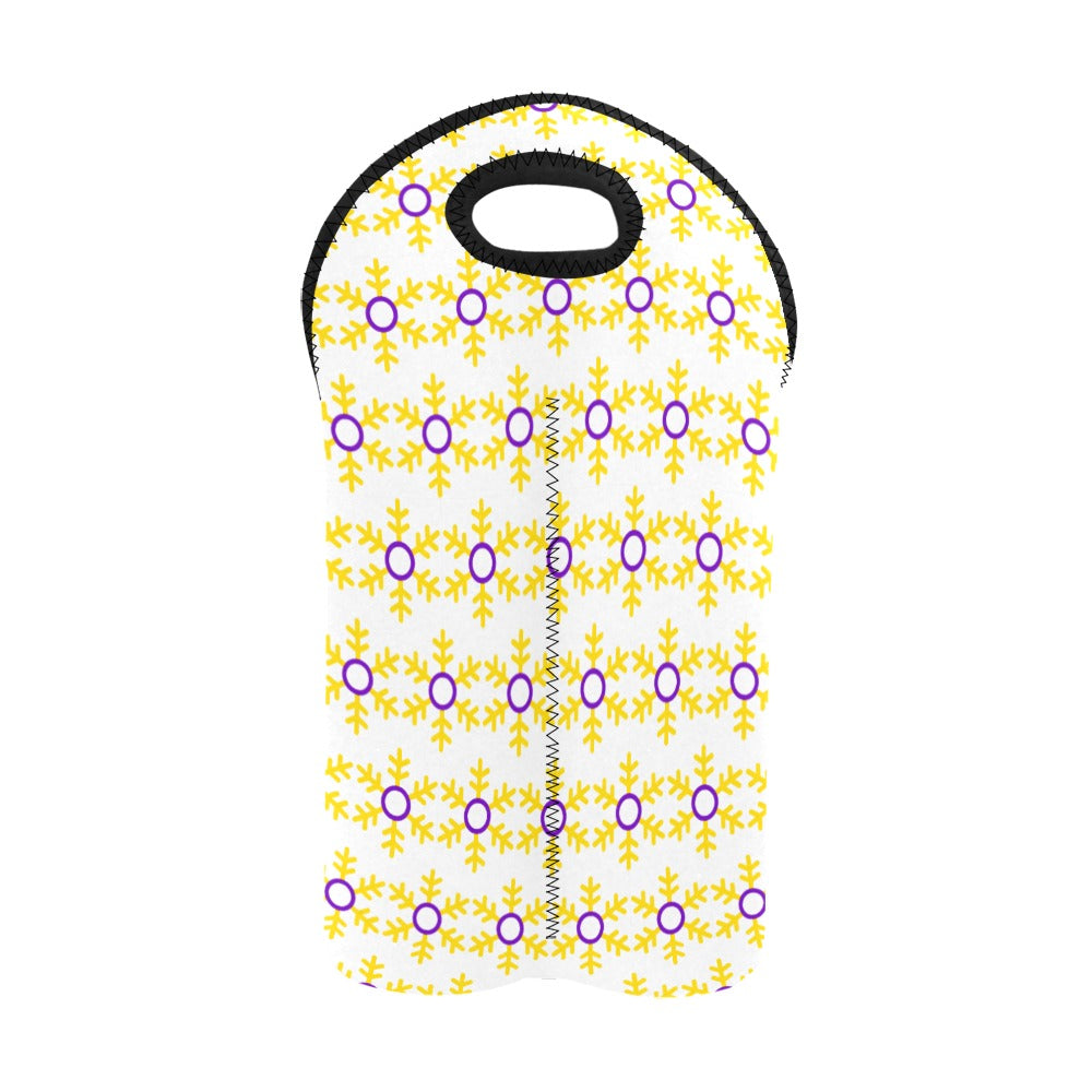 Intersex Pride Flag Snowflake 2-Bottle Neoprene Wine Bag