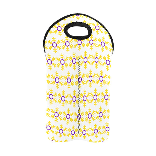 Intersex Pride Flag Snowflake 2-Bottle Neoprene Wine Bag