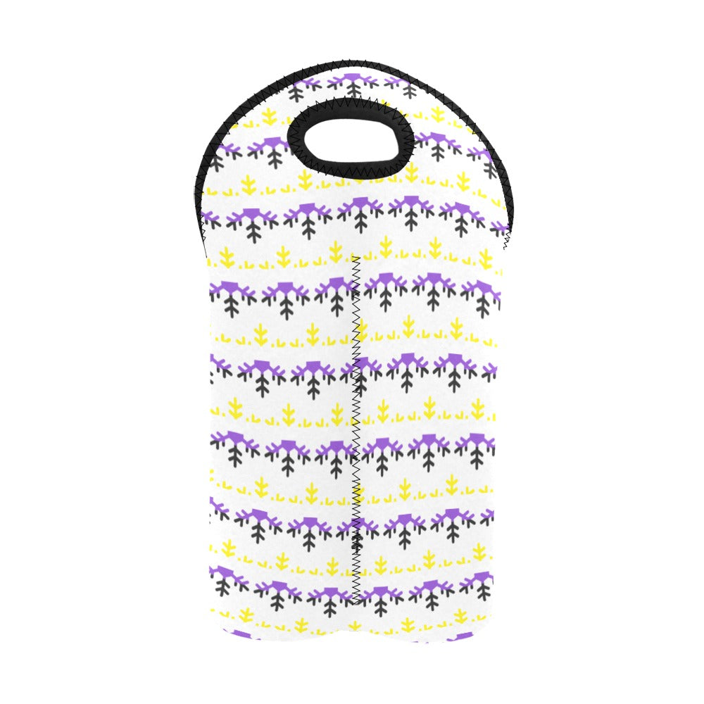 Non-Binary Pride Flag Snowflake 2-Bottle Neoprene Wine Bag