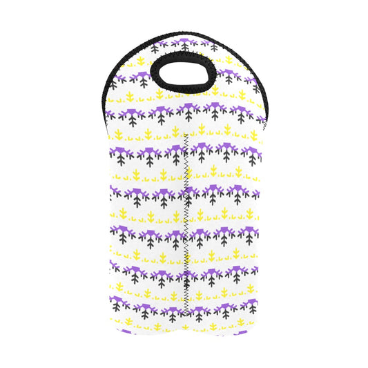 Non-Binary Pride Flag Snowflake 2-Bottle Neoprene Wine Bag