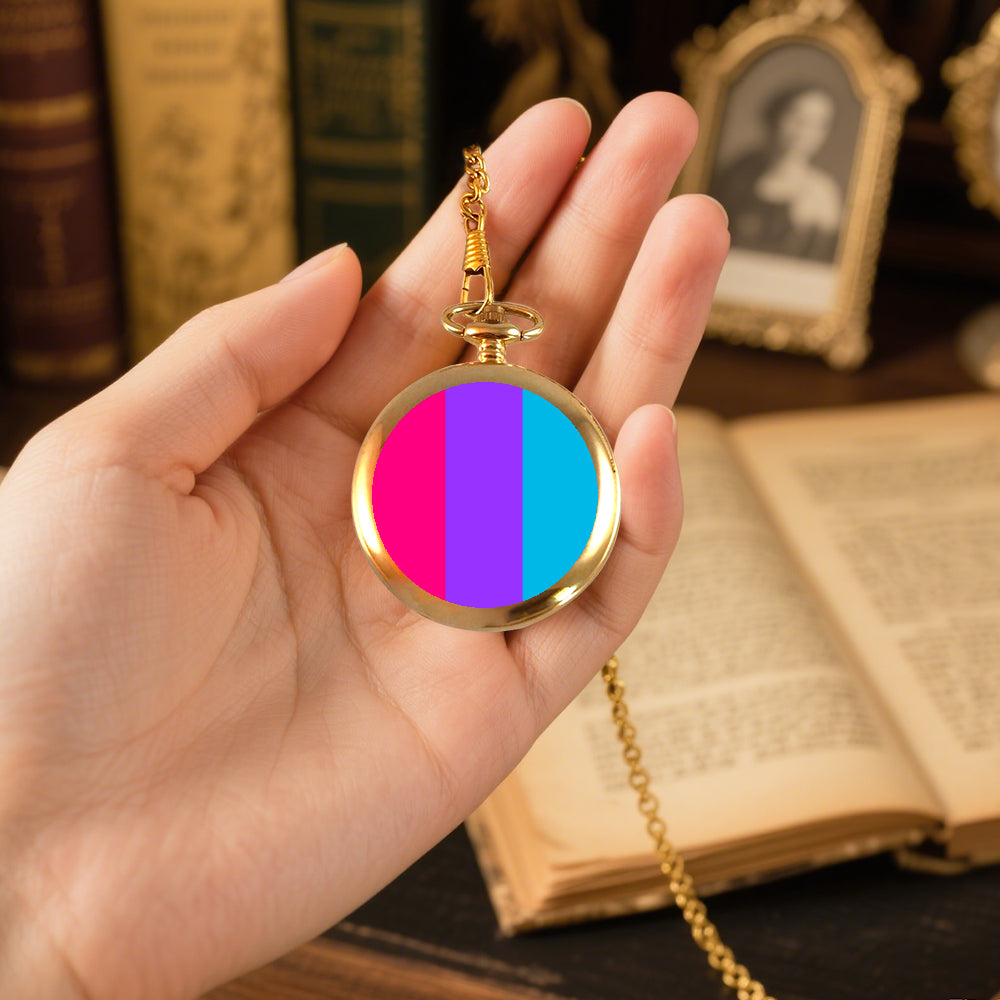Androgyne Pride Flag Round Pocket Watch