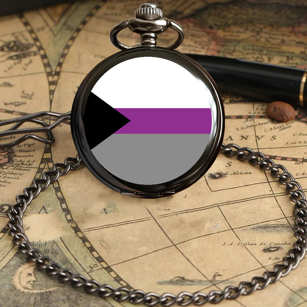Demisexual Pride Flag Round Pocket Watch
