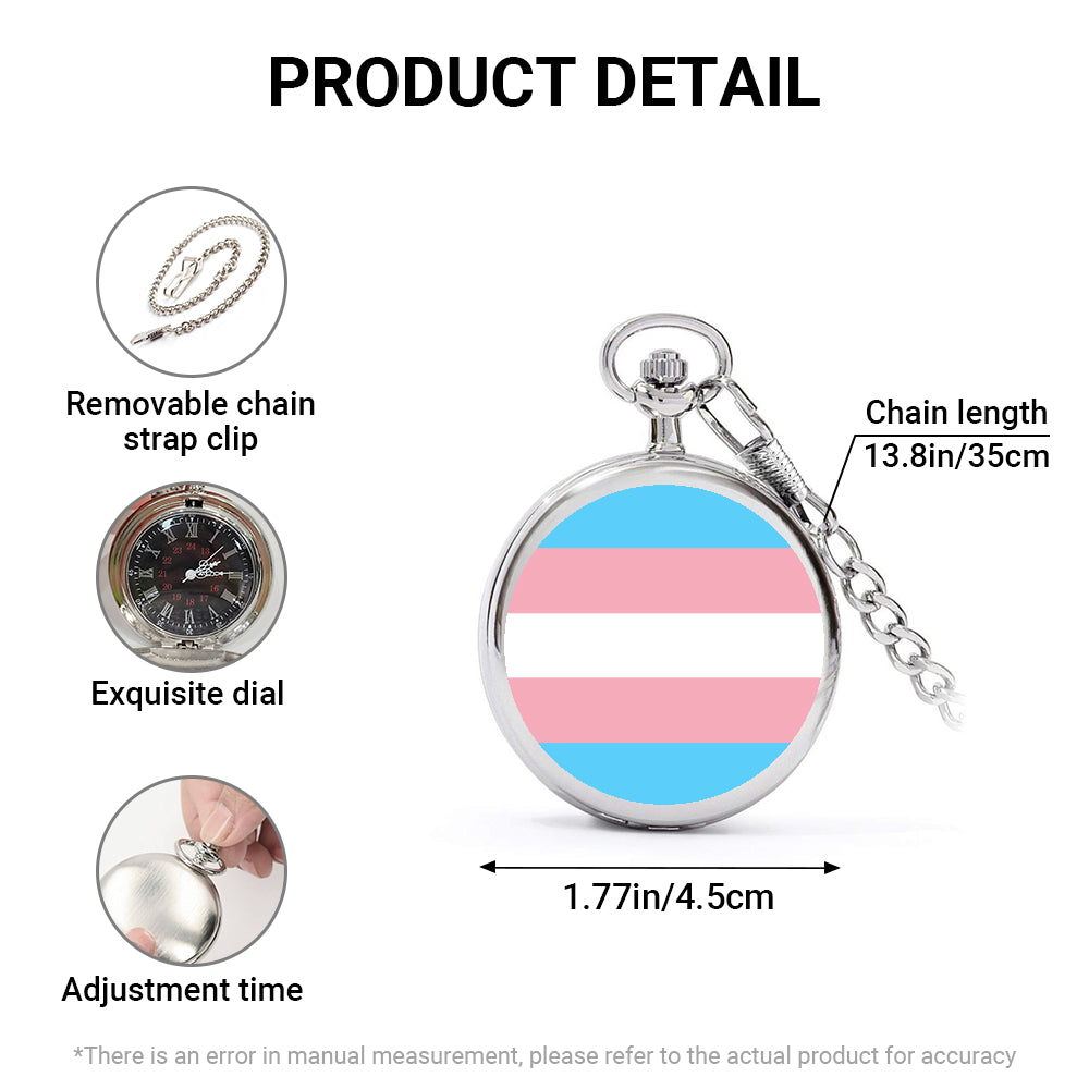 Transgender Pride Flag Round Pocket Watch