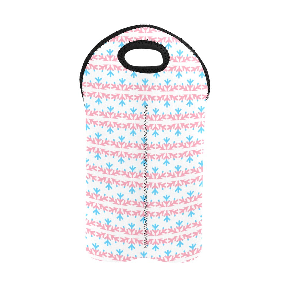 Transgender Pride Flag Snowflake 2-Bottle Neoprene Wine Bag 2-Bottle Neoprene Wine Bag