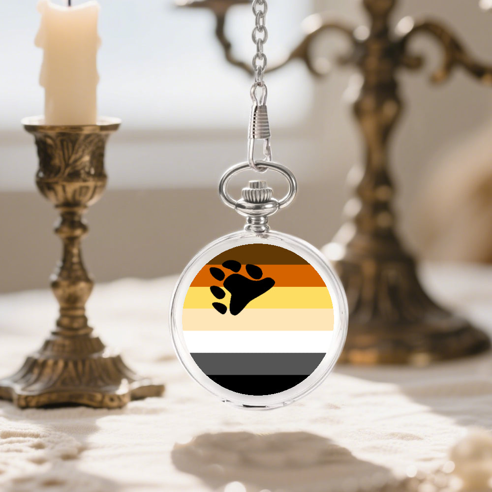 Bear Pride Flag Round Pocket Watch