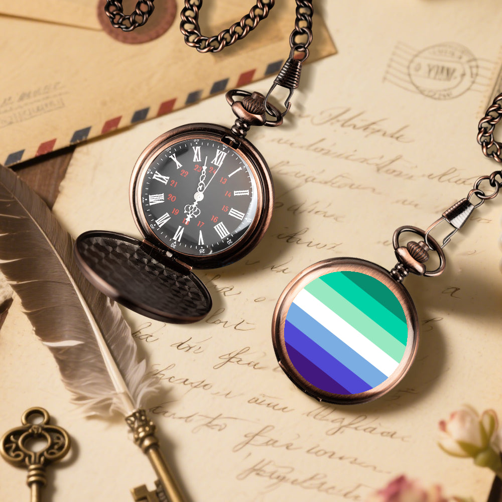 MLM Pride Flag Round Pocket Watch