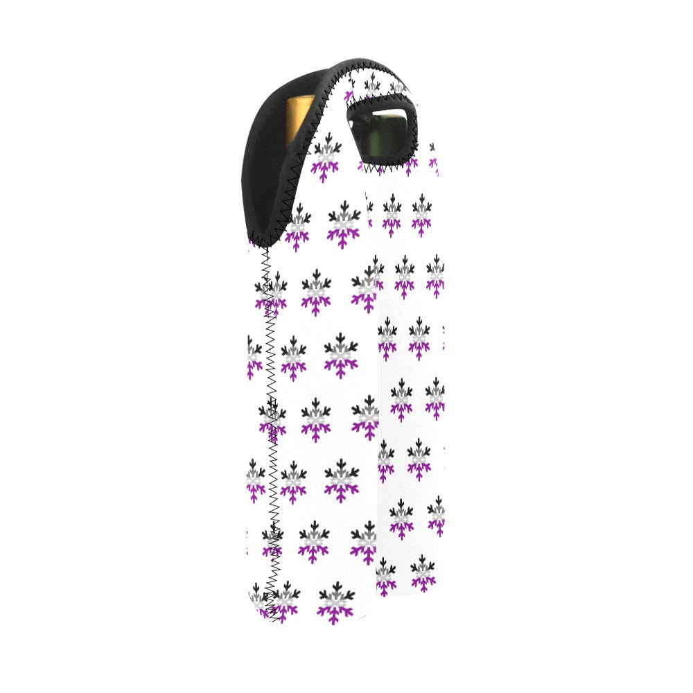 Asexual Pride Flag Snowflake 2-Bottle Neoprene Wine Bag