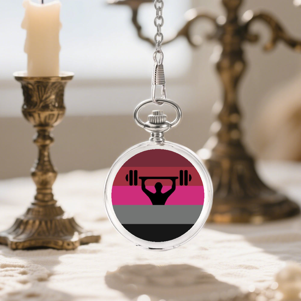Muscle Fetish Pride Flag Round Pocket Watch
