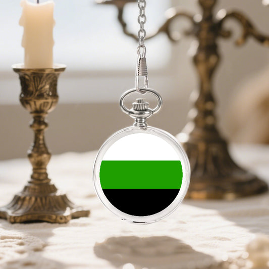 Neutrois Pride Flag Round Pocket Watch